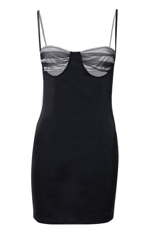 Black Cutout Trim Slip mini Dress
