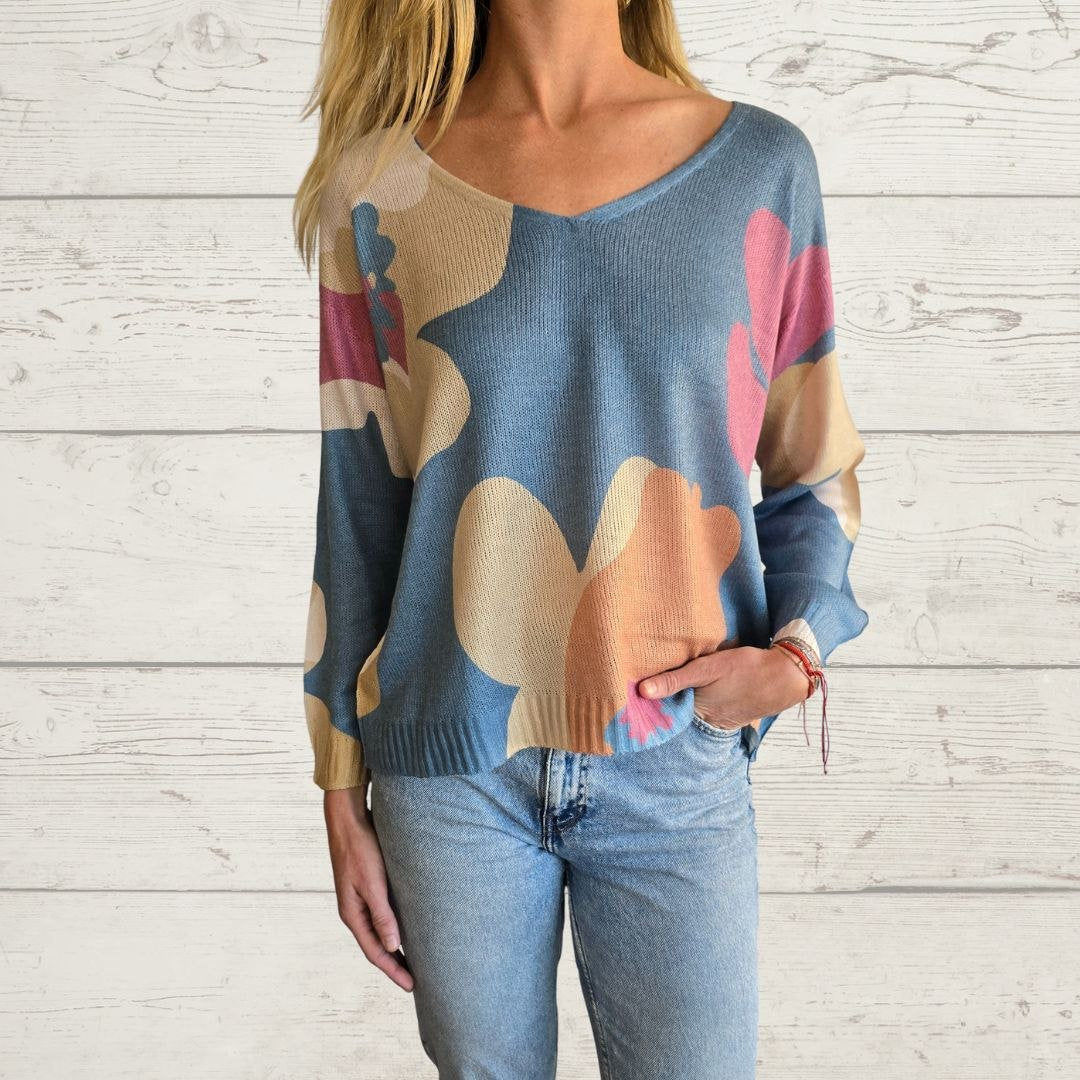 Camo Print Knit Pullover Sweater