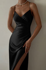 Satin Slit Suspender Mid Dress