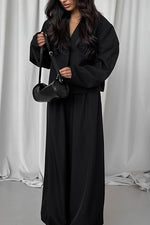 Neat V-neck Top and Loose Trousers Two-Piece Suit