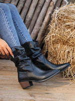 Black Faux Leather Ankle boots