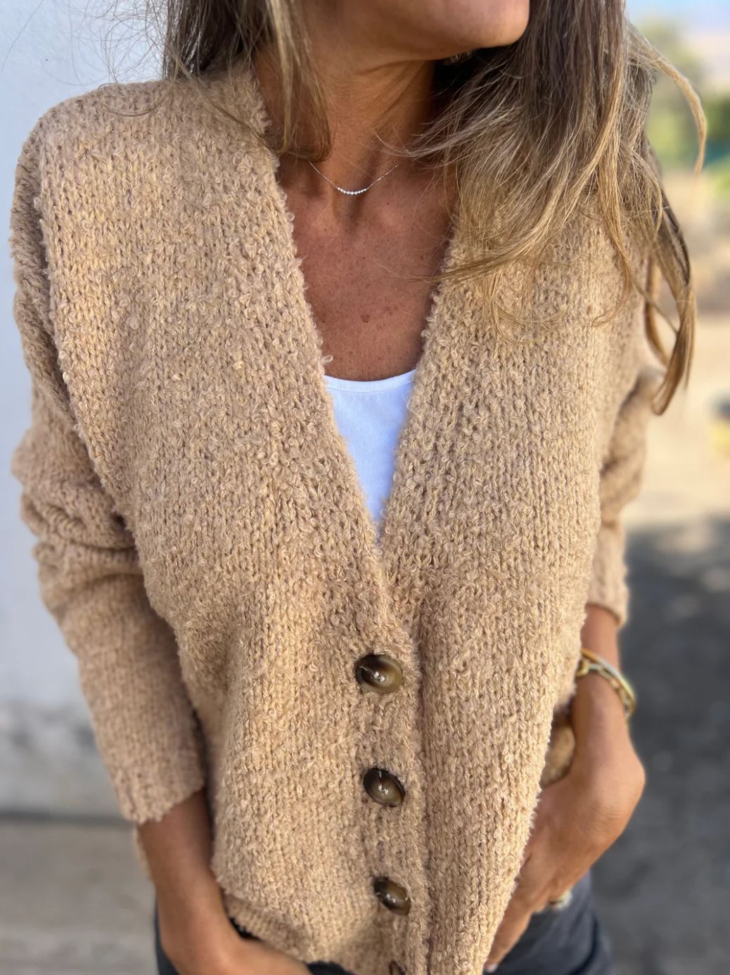 Casual Front Button Placket Knit Cardigan