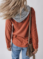 Corduroy Button Down Hooded Jacket