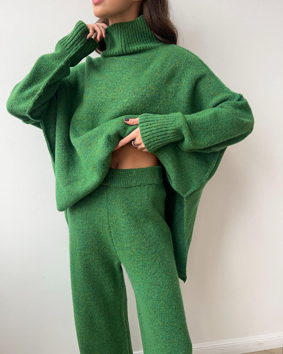 Slouchy Batwing Knit Sweater and Pants Two-Piece Suit