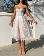 Fashion Embroidered Lace Bandeau Midi Dress