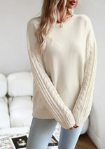 Cable Knit Sleeve Pullover Sweater