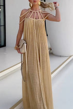 Braided Yoke Loose Fit Maxi Dress