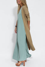 Casual Sleeveless Midi Dress and Long Cardigan Two-Piece Suit
