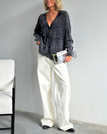 Distressed Front Button Down Cardigan