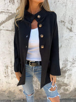 High Neck Button Placket Cardigan Jacket
