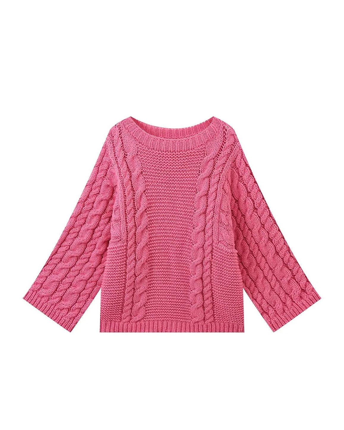 Cable Knit Bell Sleeve Slouchy Sweater
