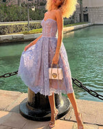 Fashion Embroidered Lace Bandeau Midi Dress