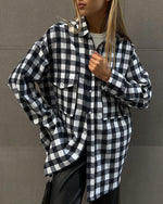 Plaid Print Long-line Shirt