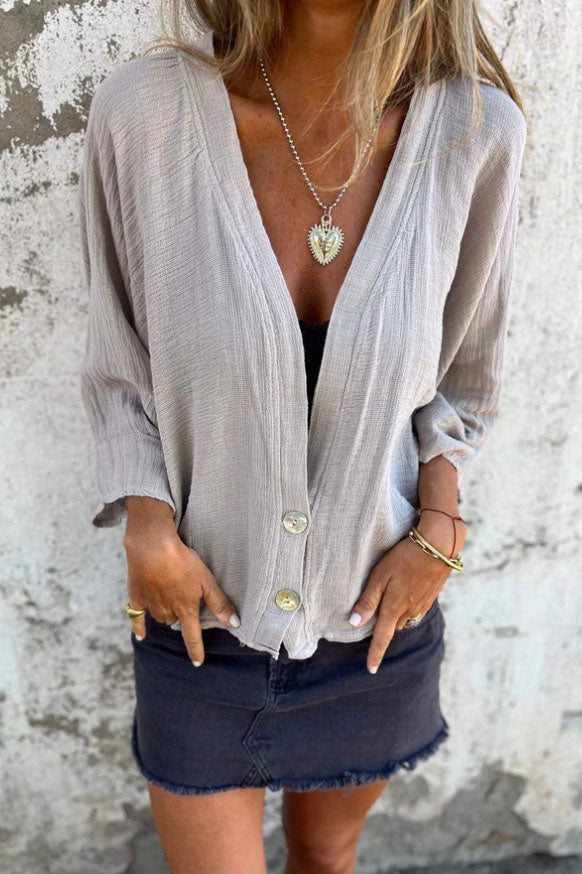 Slouchy Buttoned Linen Shirt