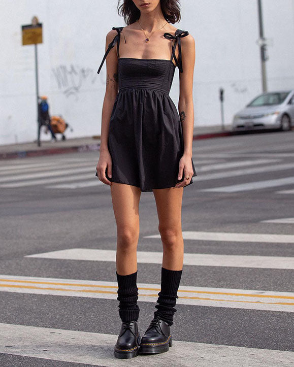 Sweet Shoulder Tie Mini Dress