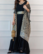 Gorgeous Bat Sleeve Cape Coat Dress Two Piece Suit