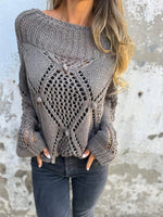 Sweet Crochet Knit Crew Neck Sweater