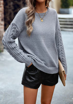 Cable Knit Sleeve Pullover Sweater