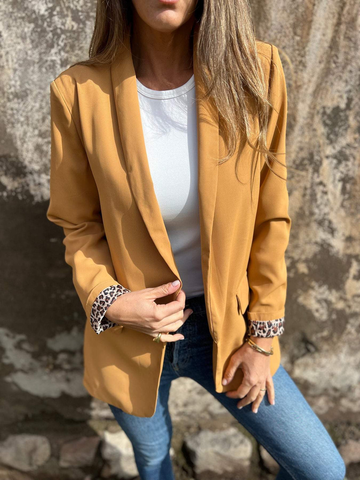Chic Leopard Print Lined blazer