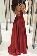 Deep V-neck Spaghetti Strap Backless Maxi Dress