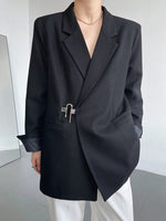 Solid Buckle Closure Sleek Blazer