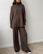 Slouchy Batwing Knit Sweater and Pants Two-Piece Suit