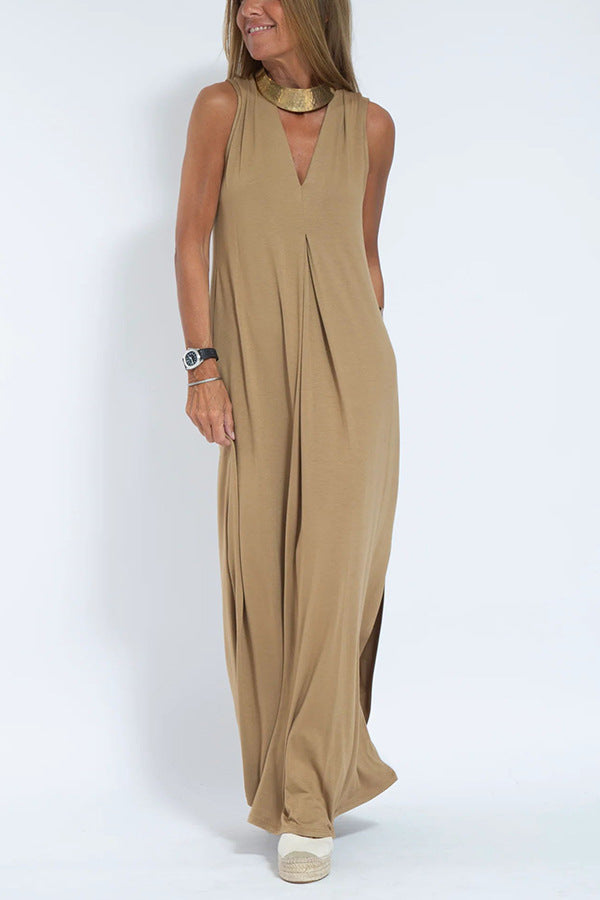 Casual Sleeveless Midi Dress and Long Cardigan Two-Piece Suit