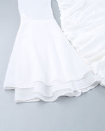 White V Neck Bell Sleeve Bodycon Dress