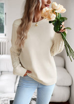 Cable Knit Sleeve Pullover Sweater