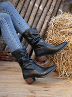 Black Faux Leather Ankle boots