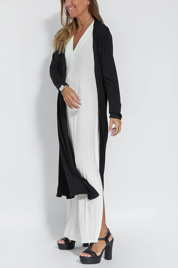 Casual Sleeveless Midi Dress and Long Cardigan Two-Piece Suit