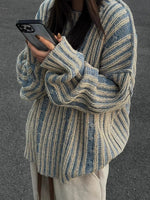 Retro Striped Contrast Loose Sweater