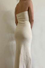 Twisted Front Bandeau Knitted Maxi Dress