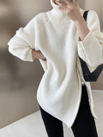 Turtleneck Size Zippered Knit Sweater
