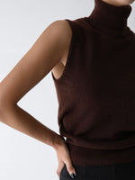 Turtleneck Knit Sleeveless Sweater Top