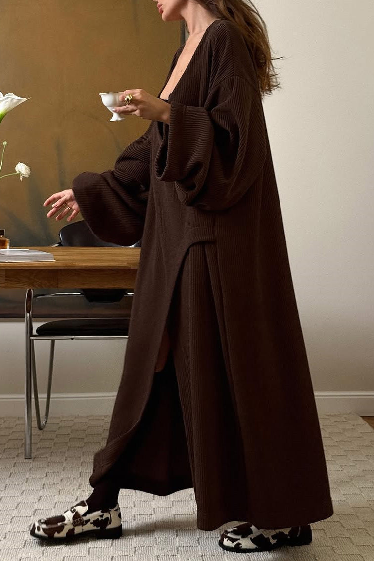 Brown Slouchy Long Knit Sweater