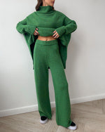 Slouchy Batwing Knit Sweater and Pants Two-Piece Suit