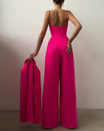 Spaghetti Strap Solid High Waist Jumpsuit