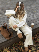 Cozy Ribbed Knit Sweater and Wide-Leg Pants Two-Piece Set