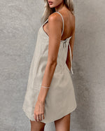 Khaki Linen Sheath Cargo Dress