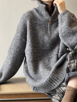 Thermal Half-Zip Highneck Knit Sweater