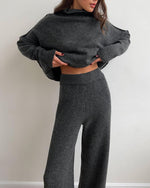 Slouchy Batwing Knit Sweater and Pants Two-Piece Suit