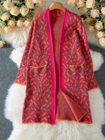 Hot Pink Leopard Print Long Cardigan Coat