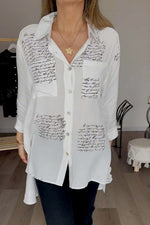 White Letter Print Slouchy Shirt