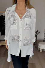 Long Letter Print Loose Shirt