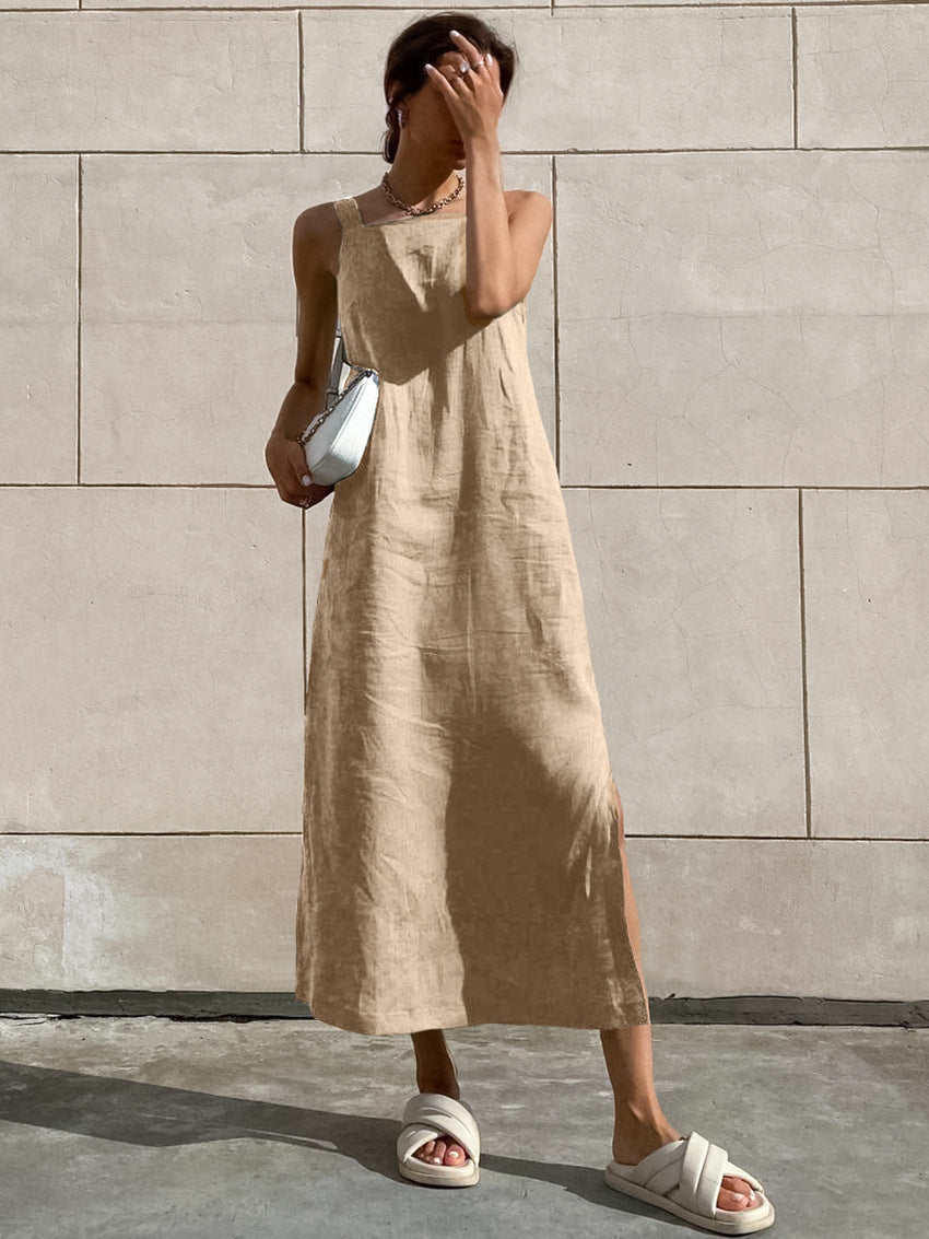 Casual Linen Loose Midi Dress