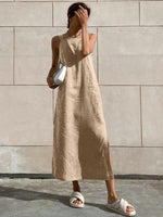 Casual Linen Loose Midi Dress