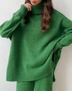 Slouchy Batwing Knit Sweater and Pants Two-Piece Suit