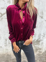 Solid Velvet Button Down Shirt