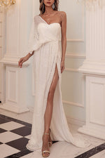 One Shoulder Sequined Maxi Dress
